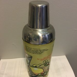 Vintage glass Martini shaker- bar awesome graphics